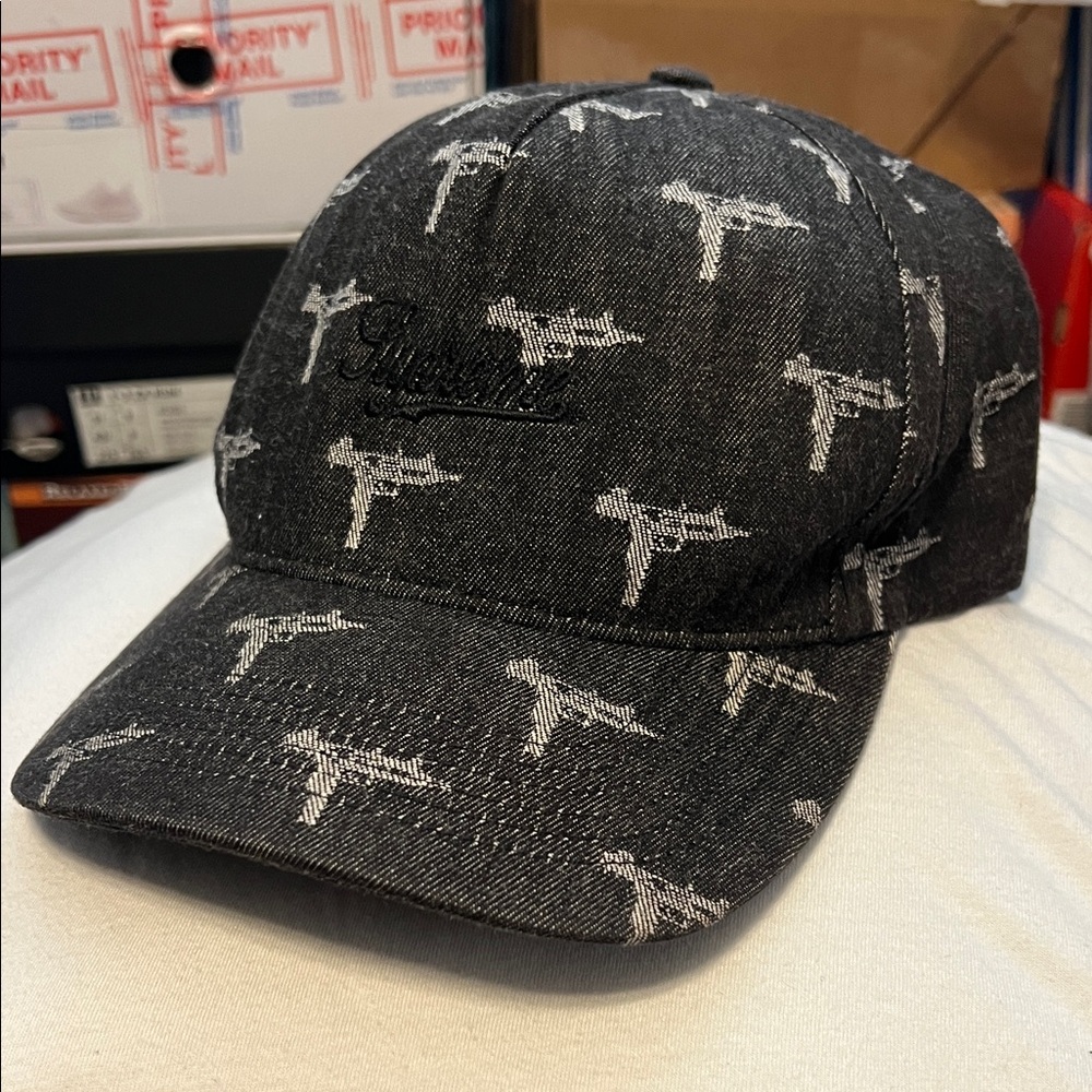 SUPREME DENIM JACQUARD UZI 5-PANEL BLACK FW15 RARE FIND